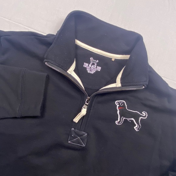 The Black Dog Other - The Black Dog Vintage Collection 1/4 Zip Pullover Sweatshirt Mens Large Black